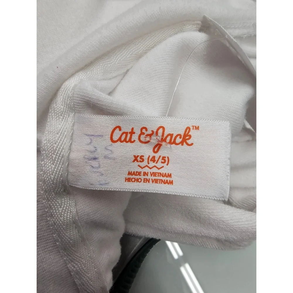 Cat & Jack Girls Hooded Zip Swim Cover Up White Cotton Blend Terry Size XS